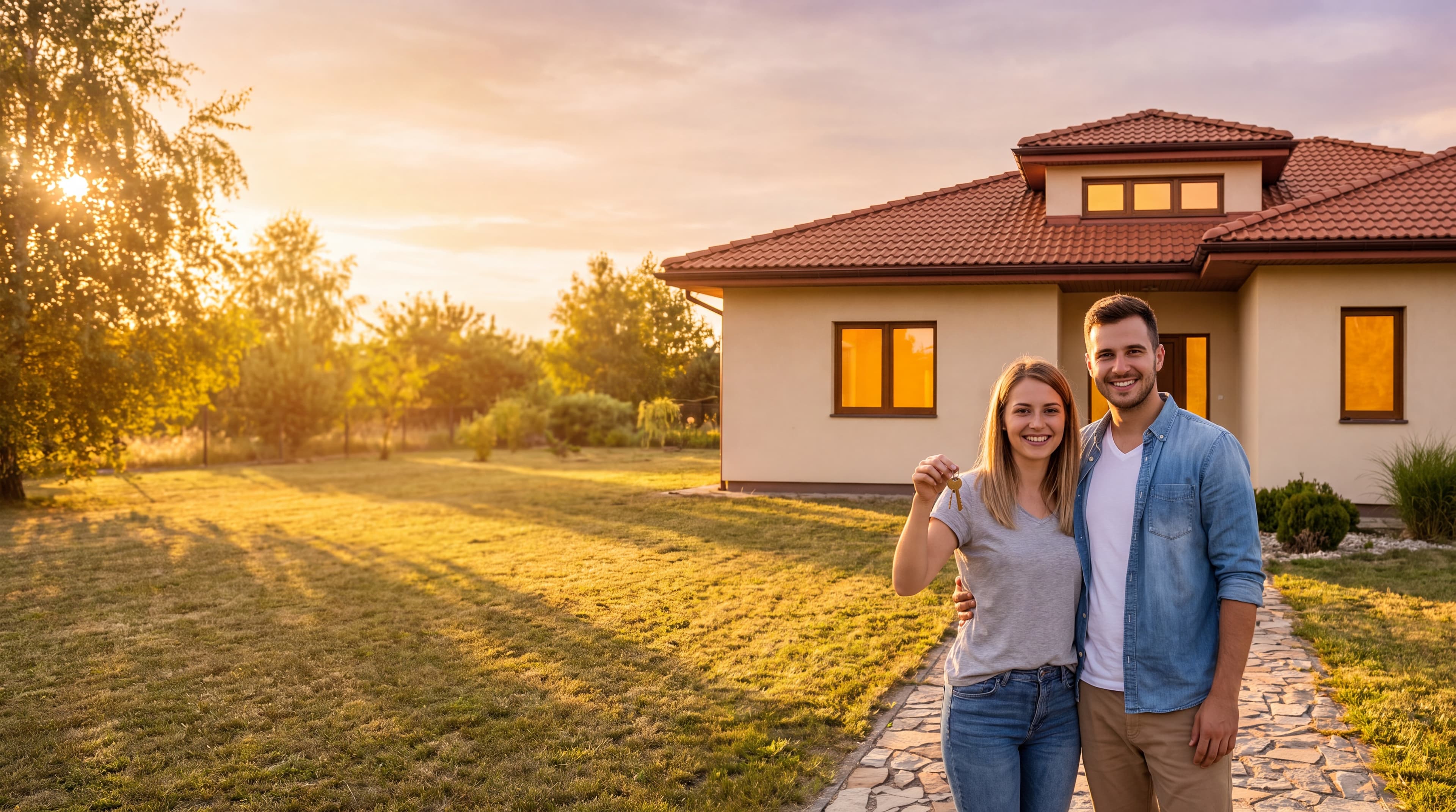 A couple with the keys to their new home