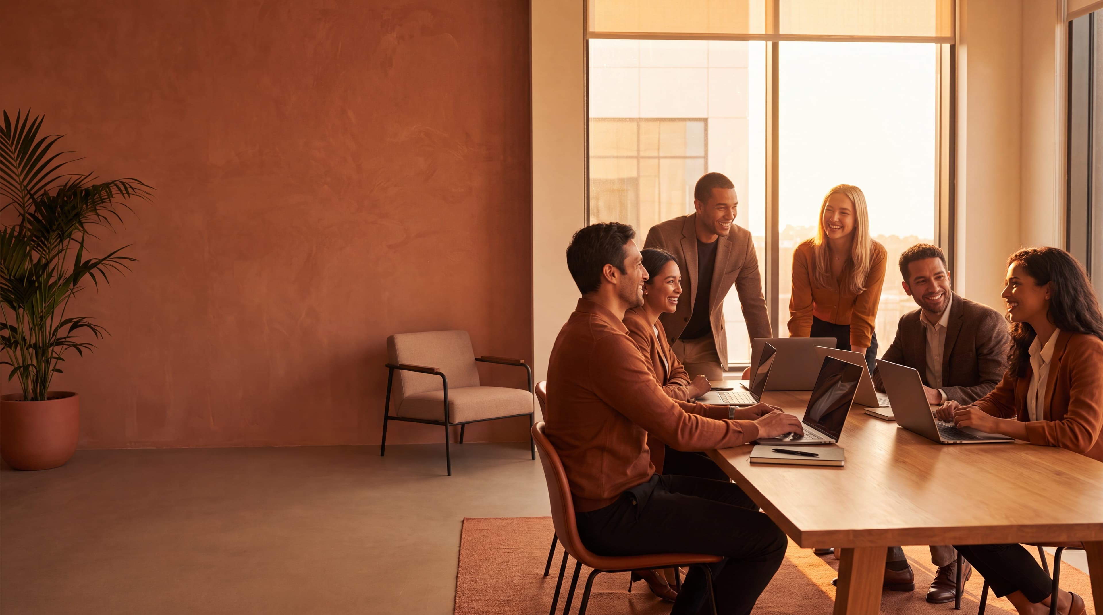 A team collaborating in a modern office